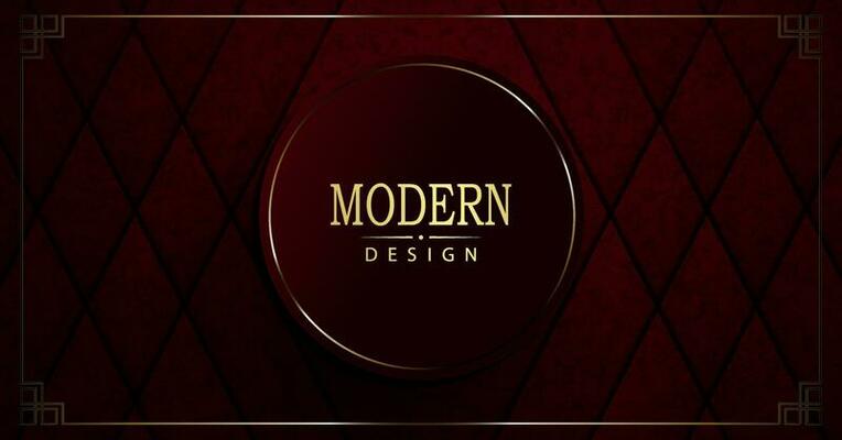 Red texture design, round frame with thin border in gold tone.