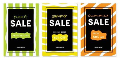 Set of Summer Sale and Discount Offers Flyers. vector