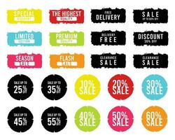 Brush sale banners, labels, tags and stickers. vector