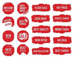 Set of brush sale banners, labels, tags and stickers. vector