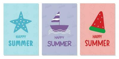 conjunto de verano hora póster y verano tarjetas vector