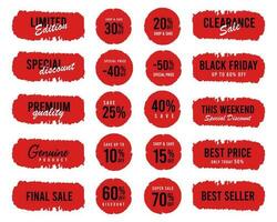 Set of brush sale banners, labels, tags and stickers. vector