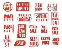 Set of brush sale banners, labels, tags and stickers. vector