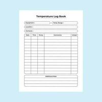 Temperature notebook interior. Fever temperature tracker and patient information checker template. Interior of a log book. Temperature tracker and medication planner interior. vector