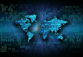 Modern World Map Holograph on Technology Background vector