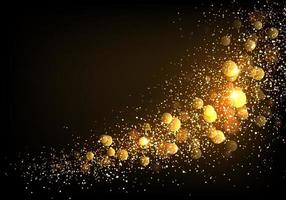 Abstract glitter, wave of gold color on a black background. vector