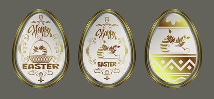 Easter abstract golden color egg with rabbit silhouette. vector