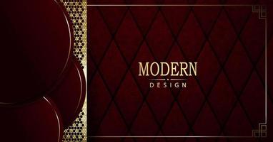 Red texture design, round frames with gold tone border. vector