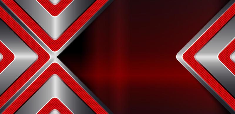 Metal arrows with a border on a textural red background.