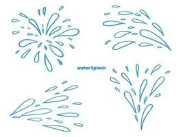 Doodle water splash. hand drawn sketch illustration, starburst, sparkle, sunburst set. Line sparkle vector