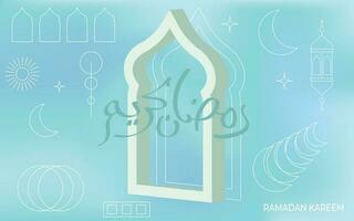 Ramadan kareem design in y2k art style. gradient islamic greeting background vector