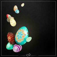 Black Easter composition with wonderful eggs with a different pattern. vector