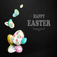 negro Pascua de Resurrección composición con hermosa huevos con diferente patrones. vector
