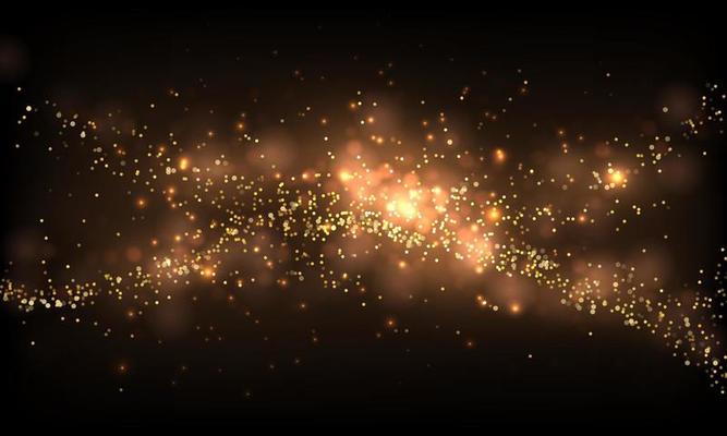 Abstract gold color mist element on black background.