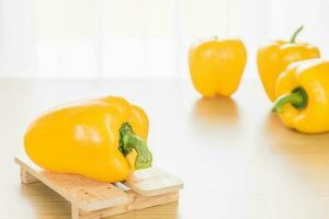 Bell peppers wood tray photo
