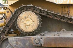Close up  bulldozer in construction site photo