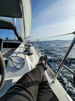 Relaxing while sailing photo