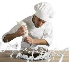 Pastry chef decorating photo