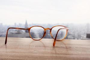 Glasses that correct eyesight from blurred to sharp. photo
