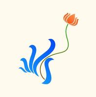 A blue decorative hand holding a Lotus flower vector. vector