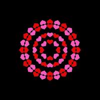 A beautiful round flower made by Red and pink hearts. vector