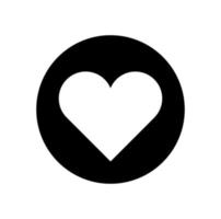 negro redondo con un blanco corazón icono. blanco corazón símbolo. vector