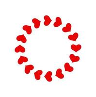 Circle made by red hearts on white background vector icon.