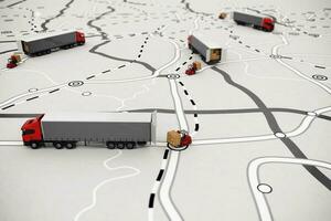 Loading and unloading goods on a map. 3D Rendering photo