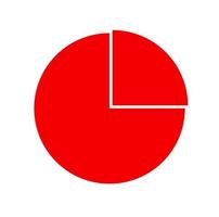 Red round pie chart vector icon.