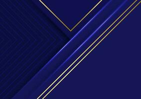 Blue geometric luxury banner presentation gold line background vector