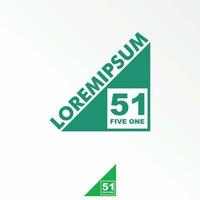 Number 51 or five one sans serif font inside triangle block image graphic icon logo design abstract concept vector stock. Can be used as a symbol associated with initial or sport