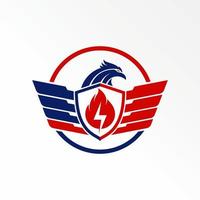 Eagle head, wing, american, power or electric, gas or flame, and circle line image graphic icon logo design abstract concept vector stock. Can be used as a symbol related to navy or animal.