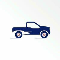 doble cabina remolque o recoger coche camión con velocidad o moverse imagen gráfico icono logo diseño resumen concepto vector existencias. lata ser usado como un símbolo relacionado a transporte o automotor