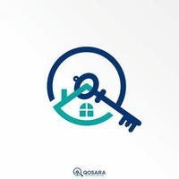 letra o palabra o o q con techo casa y hogar llave imagen gráfico icono logo diseño resumen concepto vector existencias. lata ser usado como un símbolo relacionado a inicial o propiedad