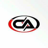 letter or word CA sans serif connected font in ellipse image graphic icon logo design abstract concept vector stock. Can be used as a symbol related to initial or monogram