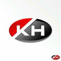 letter or word KH sans serif negative space font in ellipse image graphic icon logo design abstract concept vector stock. Can be used as a symbol related to sport or automotive