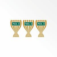 único trofeo taza ganador campeón para número 123 imagen gráfico icono logo diseño resumen concepto vector existencias. lata ser usado como un símbolo relacionado a torneo o premio