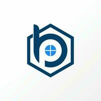 letra o palabra bp o pb negativo espacio fuente con hexágono y ventana imagen gráfico icono logo diseño resumen concepto vector existencias. lata ser usado como un símbolo relacionado a inicial o propiedad