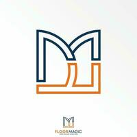 Simple and unique letter or word MF or DD FM font double line font square image graphic icon logo design abstract concept vector stock. Can be used as a symbol related to monogram or initial