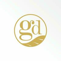 Letter or word DG or GD serif font with circle line and leaf image graphic icon logo design abstract concept vector stock. Can be used as symbol related to nature or initial