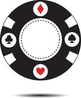 Casino poker chip black symbol with empty space in a center for a text or number. vector