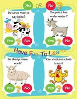 It's a yes-or-no game. Learn about kids' education activities. Children learn and play brain games. Worksheet for Logic Kids Task and Answer Questions. vector