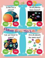 Worksheet for Logic Kids Task and Answer Questions It's a yes-or-no game. Learn about kids' education activities. Children learn and play brain games. vector
