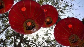 Red lantern with back light. video