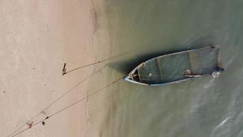 Aerial top down view boat wreck video