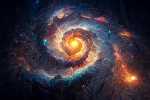 Spiral galaxy in a space, digital art photo