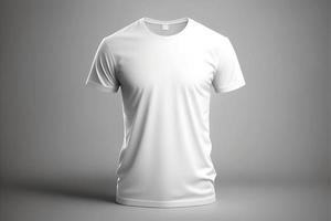 un blanco camiseta con un blanco etiqueta en eso con generativo ai foto