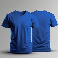 Mockup of a blank royal blue tshirt front and back isolated on white background. photo