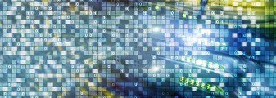 Binary code on datacenter background. Cyber space concept. UniqueTechnology Wallpaper photo