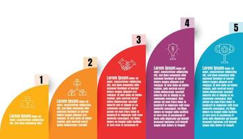 Infographic template for business information presentation. Vector square and geometric elements. Modern workflow diagrams. Report plan 5 topics